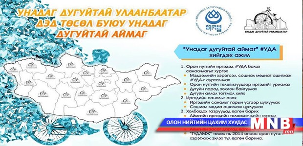 21 аймгийн залуучуудын холбооны тэргүүн нарт "Унадаг дугуйтай аймаг" төслийг хэрэгжүүлэх саналыг хүргүүллээ