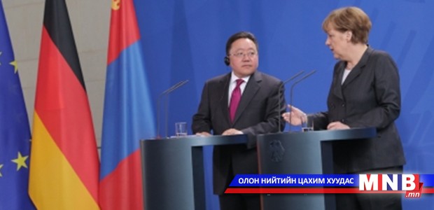 President of Mongolia Tsakhiagiin Elbegdorj and the Chancellor of Federal Republic of Germany Angela Merkel Hold a Press Briefing