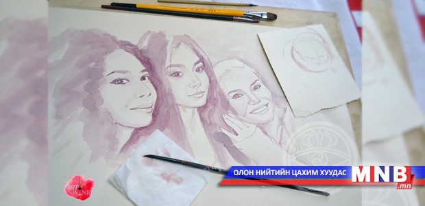 Зураач Э.Мягмардоржийн дарсаар зурсан хөрөг зургуудаас