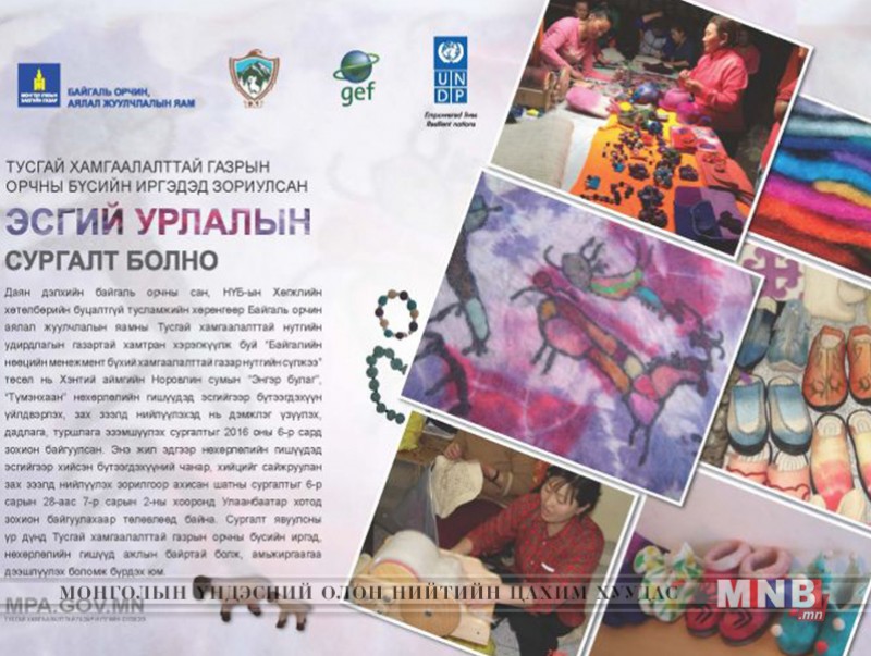 Тусгай хамгаалалттай газрын орчны бүсийн иргэдэд зориулсан эсгий урлалын сургалт болно