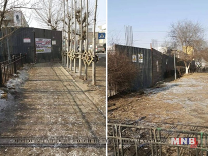 Явган зорчигчийн зам талбайн орц, гарцыг хаасан зөрчлийг арилгууллаа