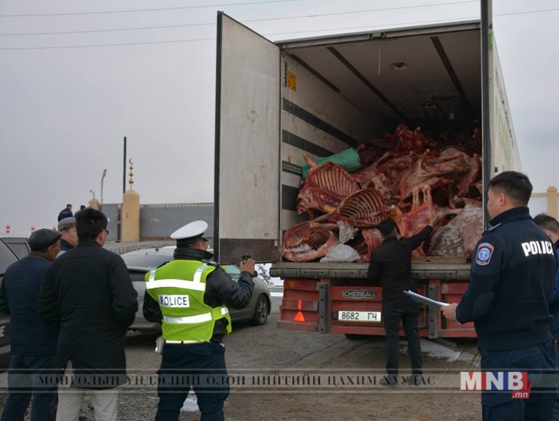 Үхсэн байж болзошгүй малын махыг нийслэл рүү оруулахаар завдсаныг саатууллаа