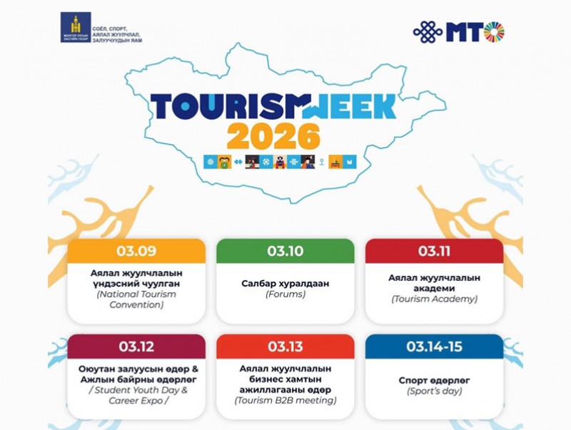 “Tourism Week–2026” үндэсний чуулган өнөөдөр эхэлнэ