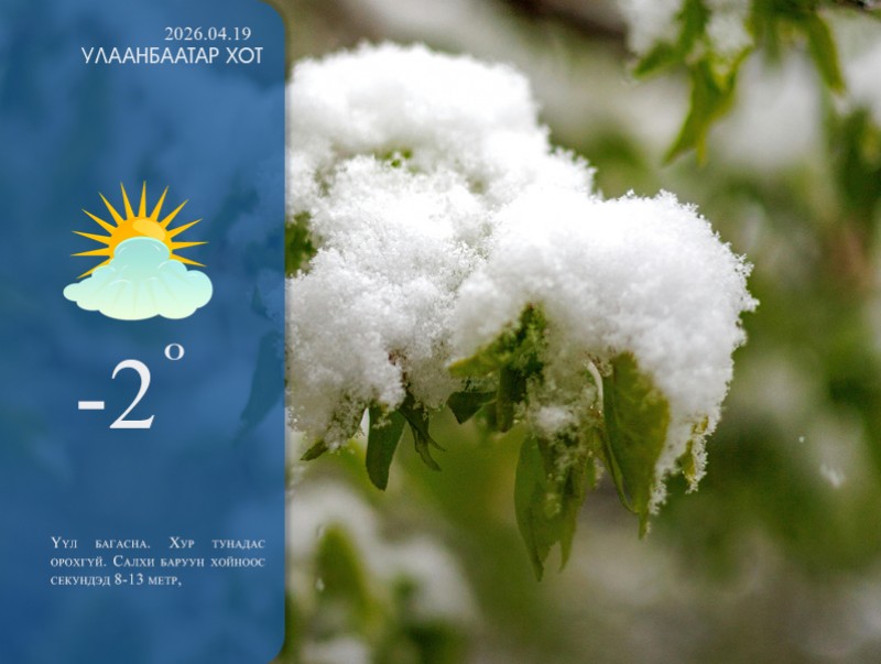 ЦАГ АГААР: Улаанбаатарт өдөртөө 2 хэм хүйтэн