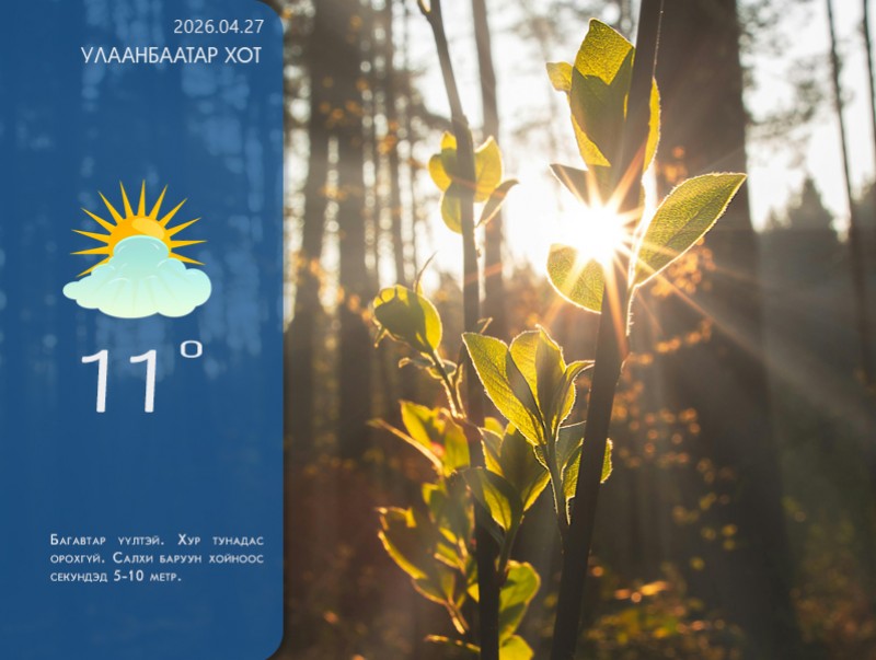 ЦАГ АГААР: Улаанбаатарт өдөртөө 11 хэм дулаан