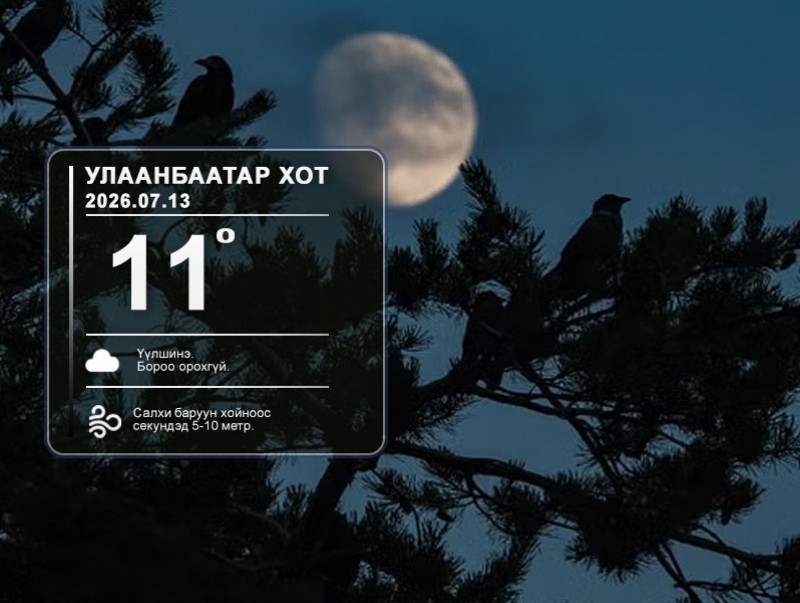 ЦАГ АГААР: Улаанбаатарт шөнөдөө 11 хэм дулаан