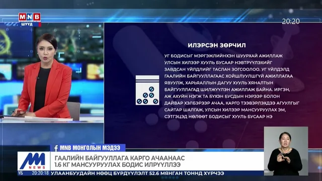 Гаалийн байгууллага карго ачаанаас 1.6 кг мансууруулах бодис илрүүллээ