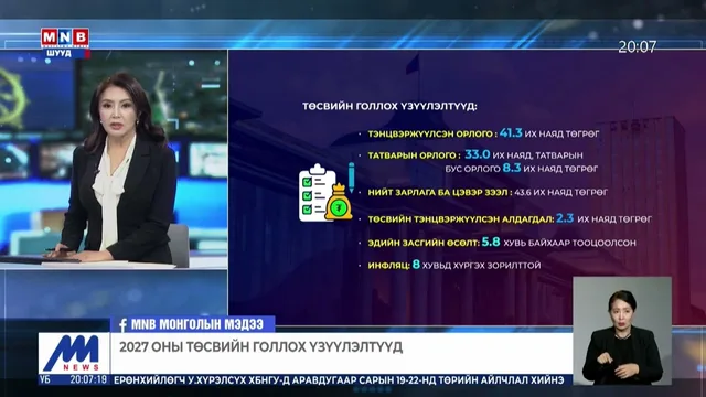 2027 оны төсвийн голлох үзүүлэлтүүд